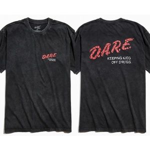 D.A.R.E. Red Logo Vintage Black Wash Crew Neck T-Shirt